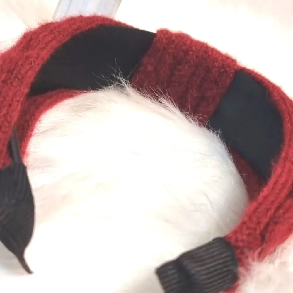 CABLE RIBBED SWEATER KNIT HEADBAND red